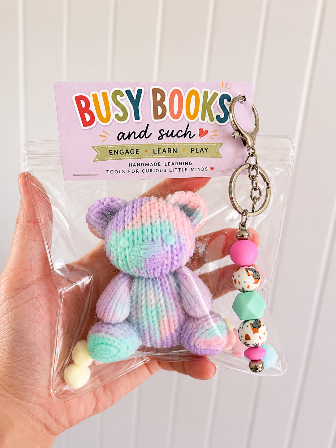 Cotton Candy Squishy Bear Keychain